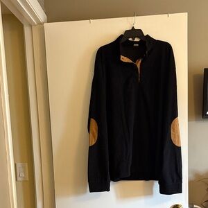 Black Sweater with Tan Elbow Patches